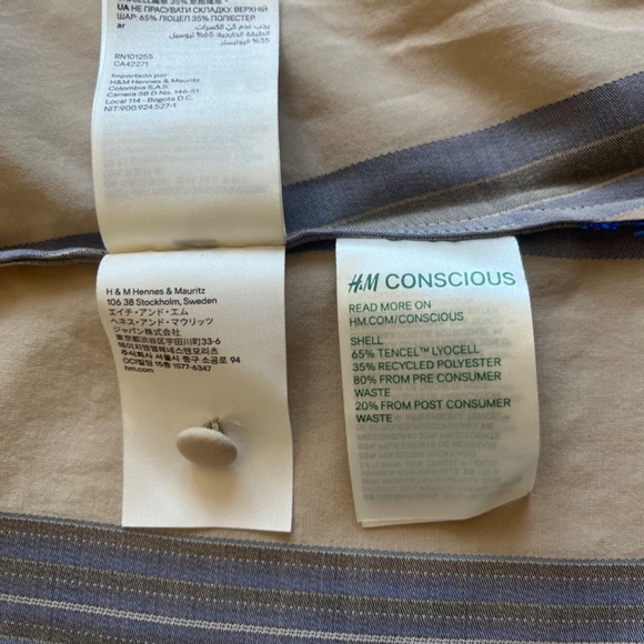 NWT H&M CONSCIOUS EXCLUSIVE STRIPED KAFTAN PLEATED TENCEL BUTTON COCKTAIL DRESS - Picture 14 of 16